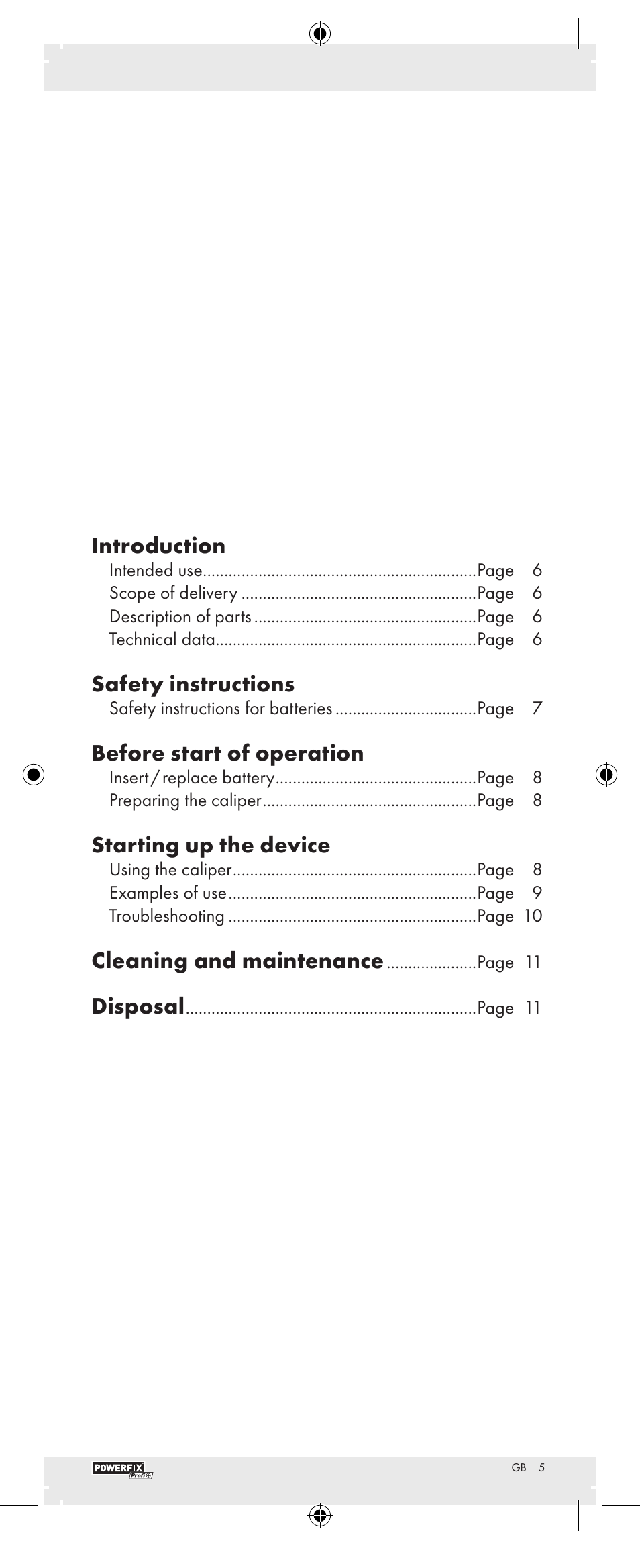 Introduction, Safety instructions, Before start of operation | Starting up the device, Cleaning and maintenance, Disposal | Powerfix Z22855 User Manual | Page 7 / 62