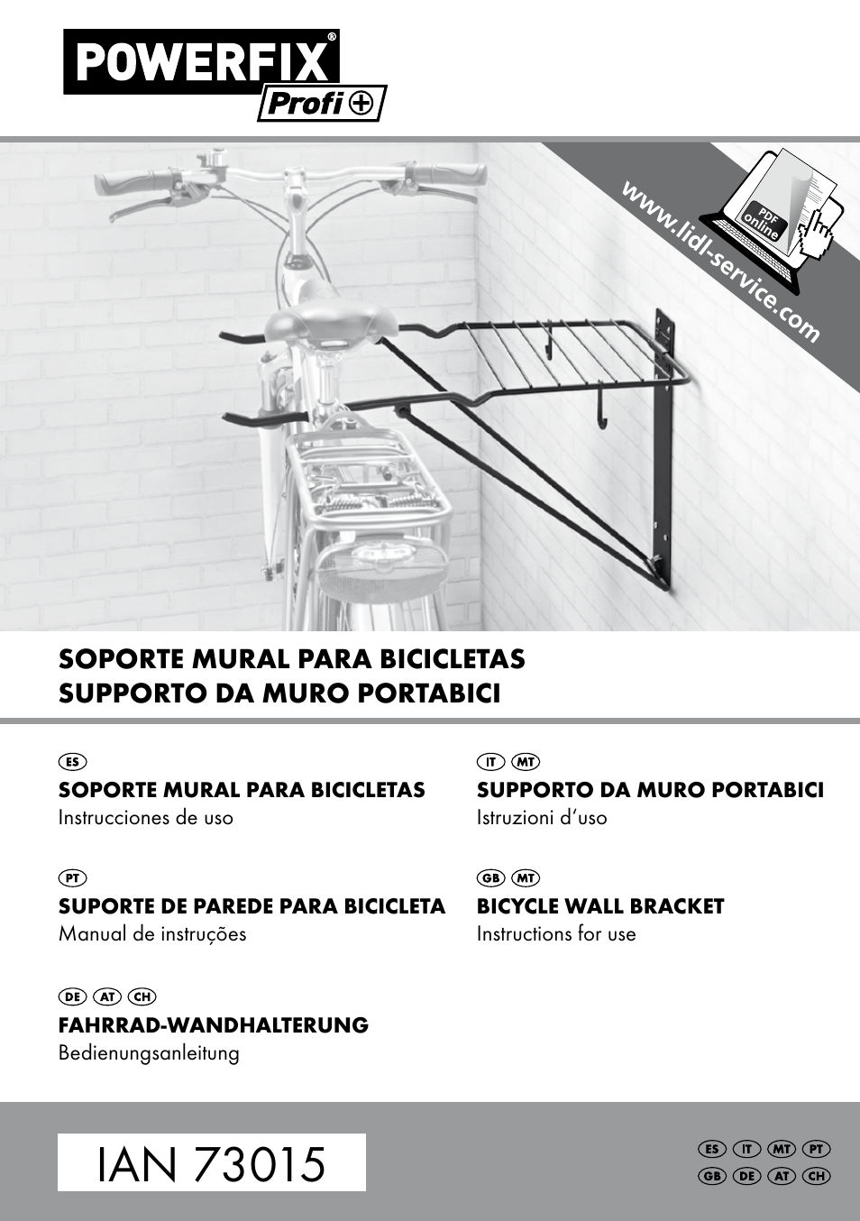 Powerfix Bicycle Wall Bracket User Manual | 12 pages