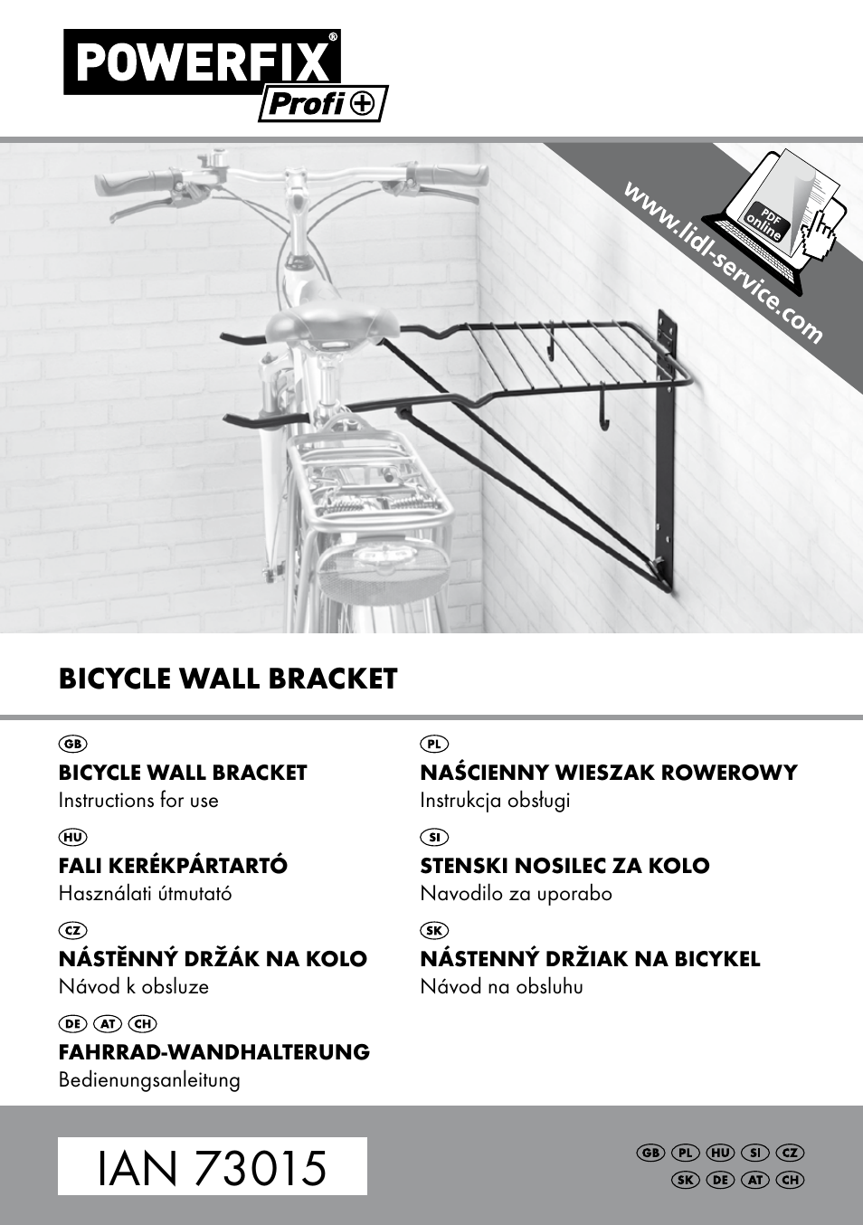 Powerfix Bicycle Wall Bracket User Manual | 16 pages