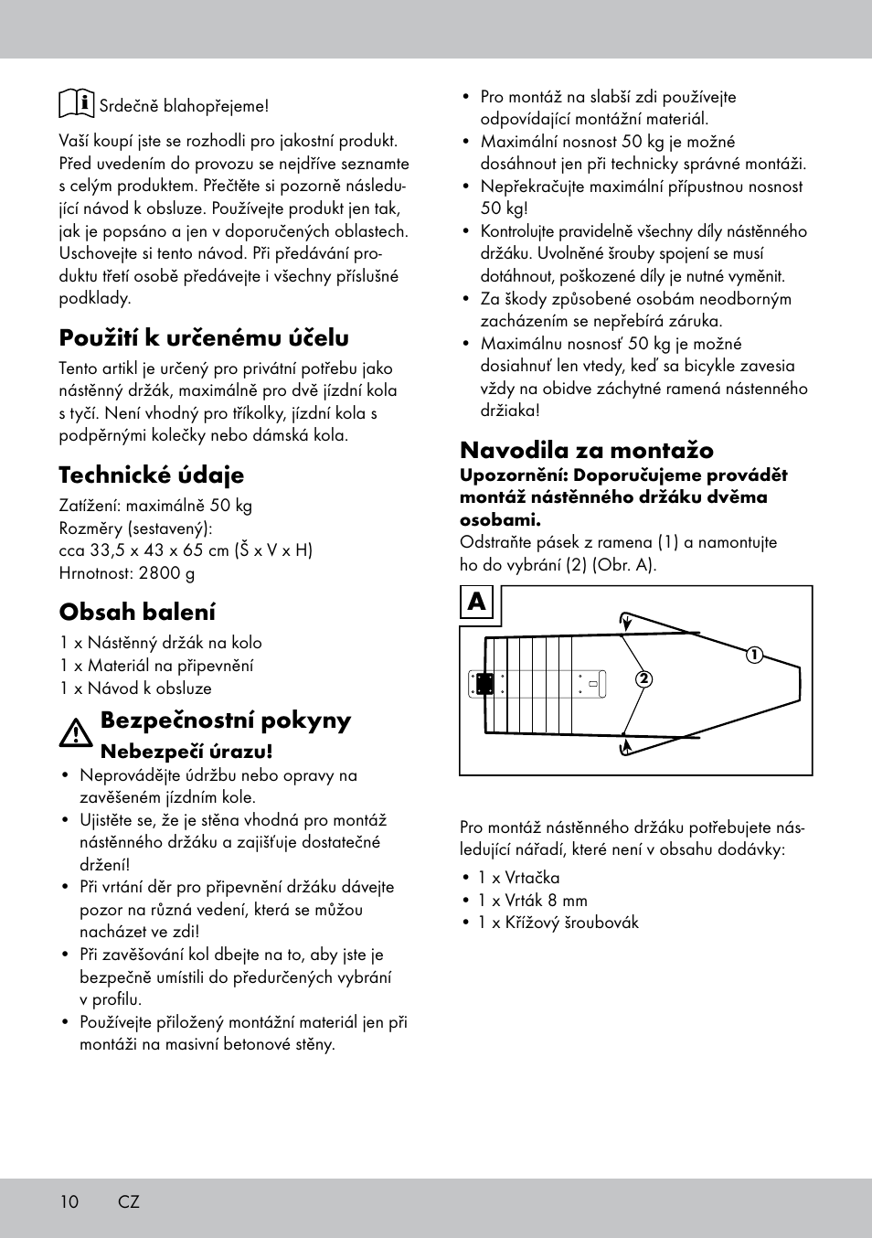 Powerfix Bicycle Wall Bracket User Manual | Page 10 / 16