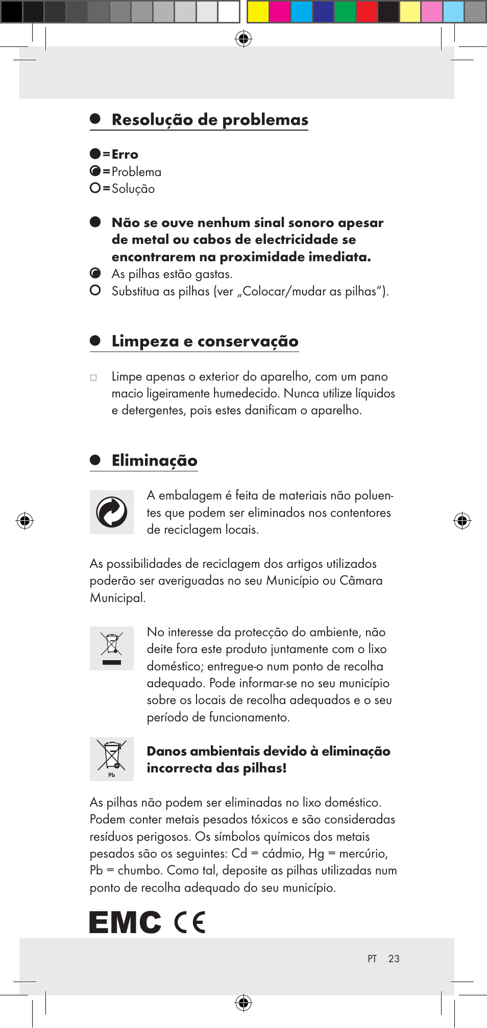 Resolução de problemas, Limpeza e conservação, Eliminação | Powerfix Z29948 User Manual | Page 23 / 36