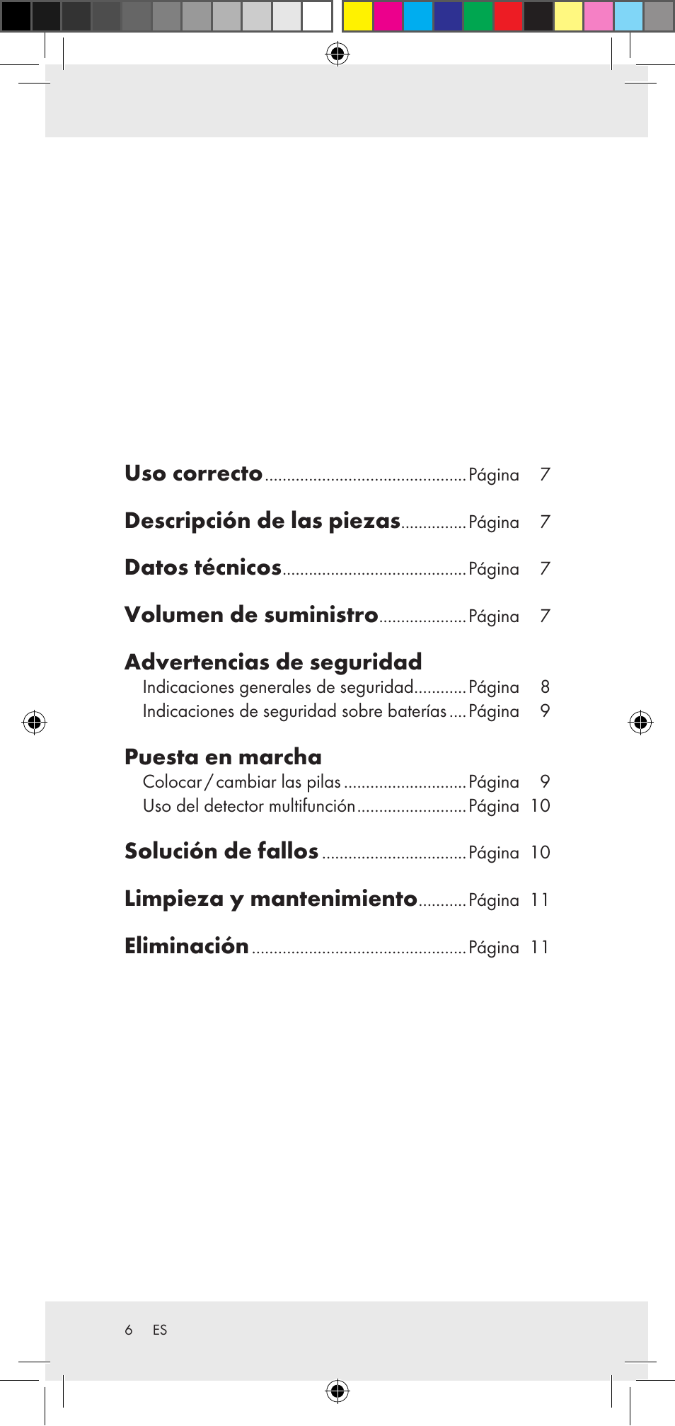 Uso correcto, Descripción de las piezas, Datos técnicos | Volumen de suministro, Advertencias de seguridad, Puesta en marcha, Solución de fallos, Limpieza y mantenimiento, Eliminación | Powerfix Z29948 User Manual | Page 6 / 36