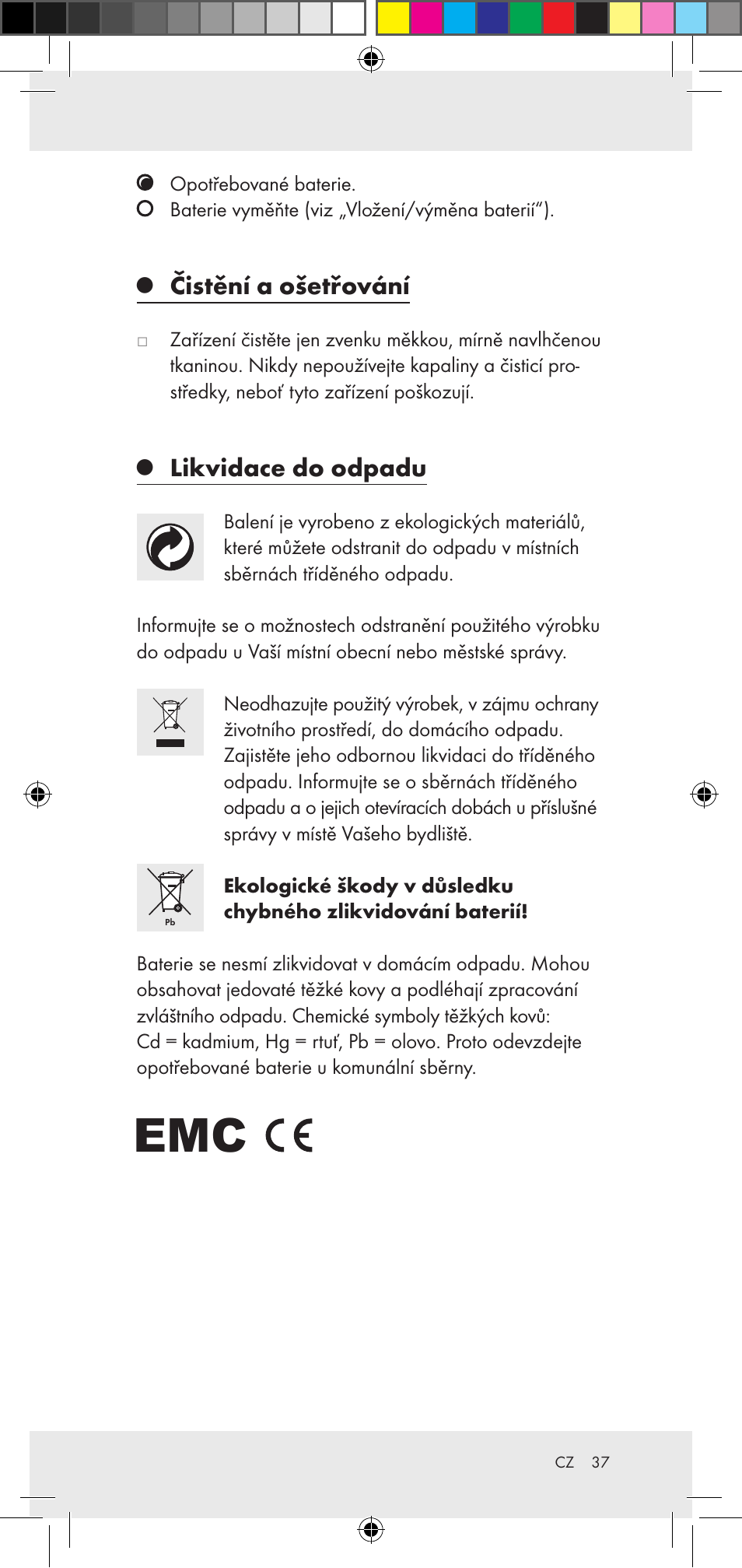 Čistění a ošetřování, Likvidace do odpadu | Powerfix Z29948 User Manual | Page 37 / 50