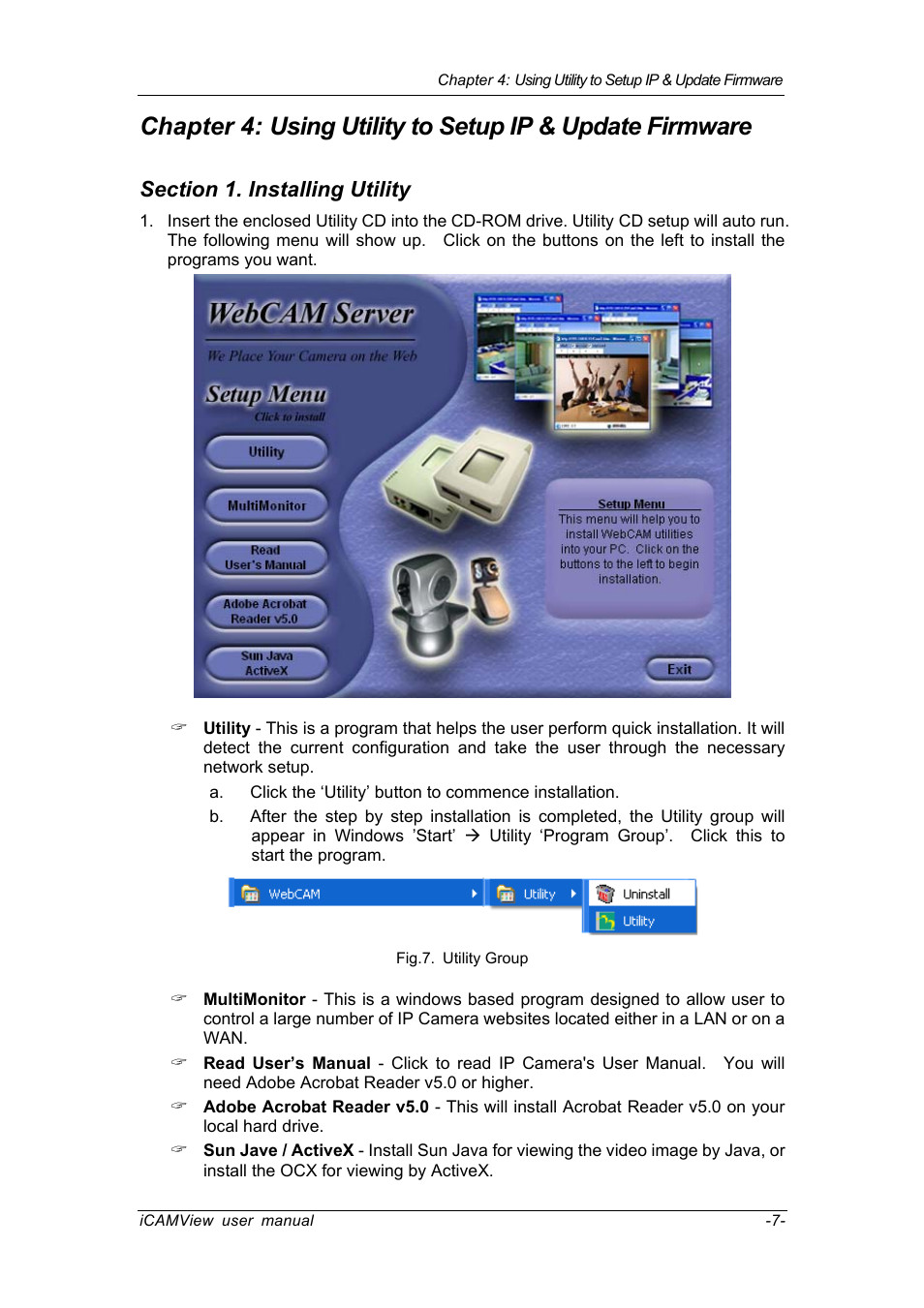 Section 1. installing utility | Chenbro IP CAMERA 050862 User Manual | Page 10 / 90