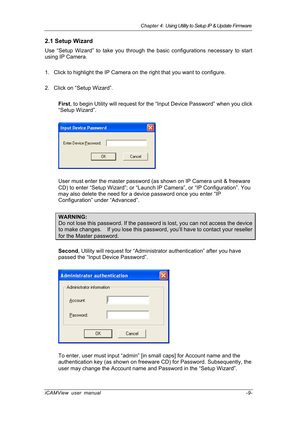 1 setup wizard | Chenbro IP CAMERA 050862 User Manual | Page 12 / 90
