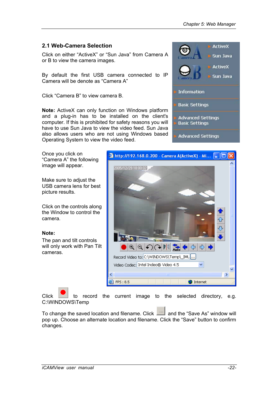 1 web-camera selection, 1 system status | Chenbro IP CAMERA 050862 User Manual | Page 25 / 90