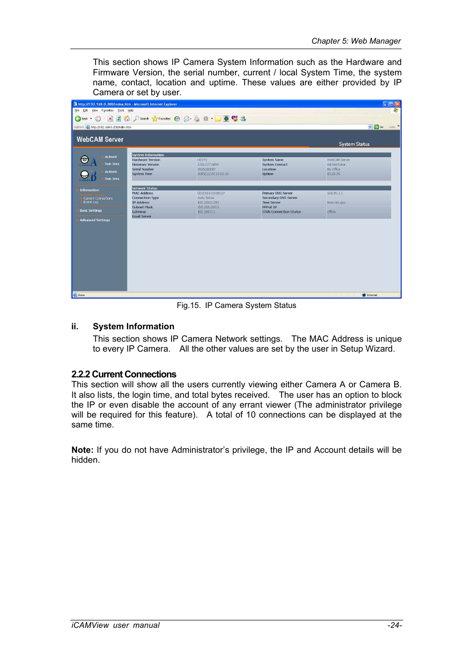 2 current connections | Chenbro IP CAMERA 050862 User Manual | Page 27 / 90