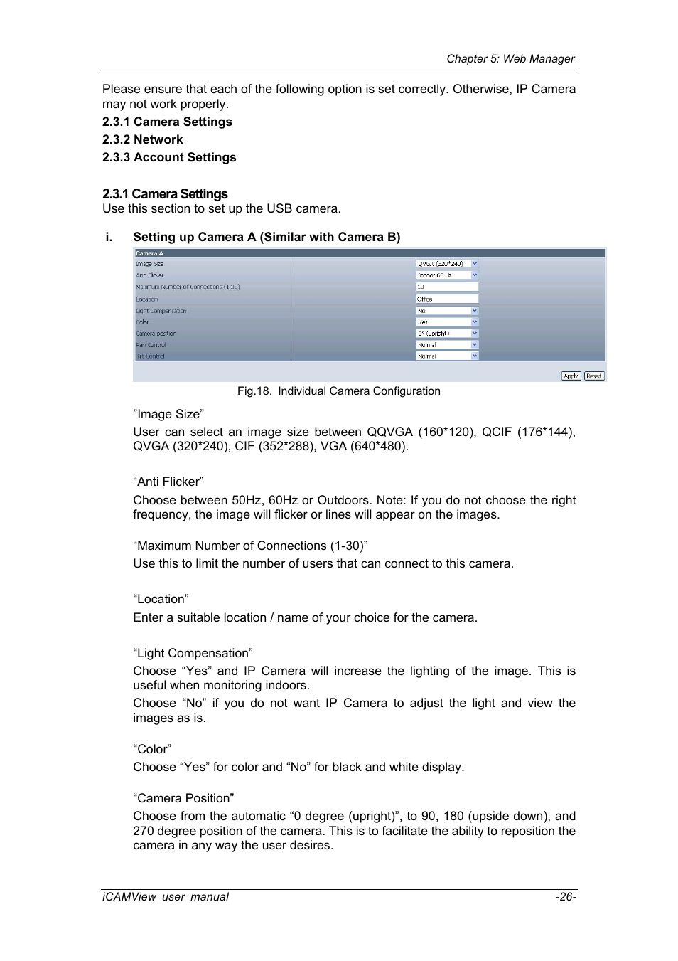1 camera settings | Chenbro IP CAMERA 050862 User Manual | Page 29 / 90