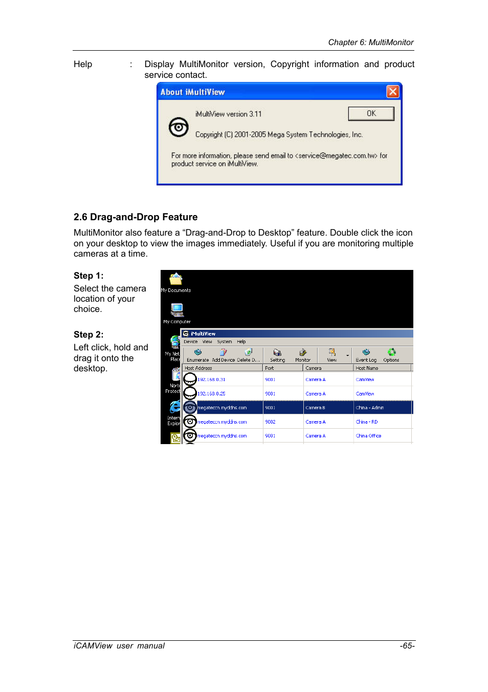 6 drag-and-drop feature | Chenbro IP CAMERA 050862 User Manual | Page 68 / 90