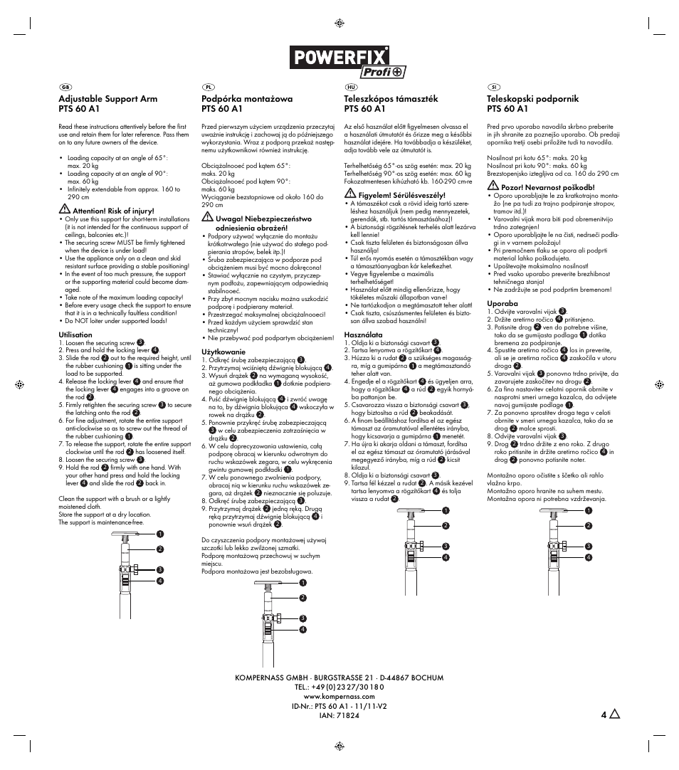 Powerfix PTS 60 A1 User Manual | 2 pages