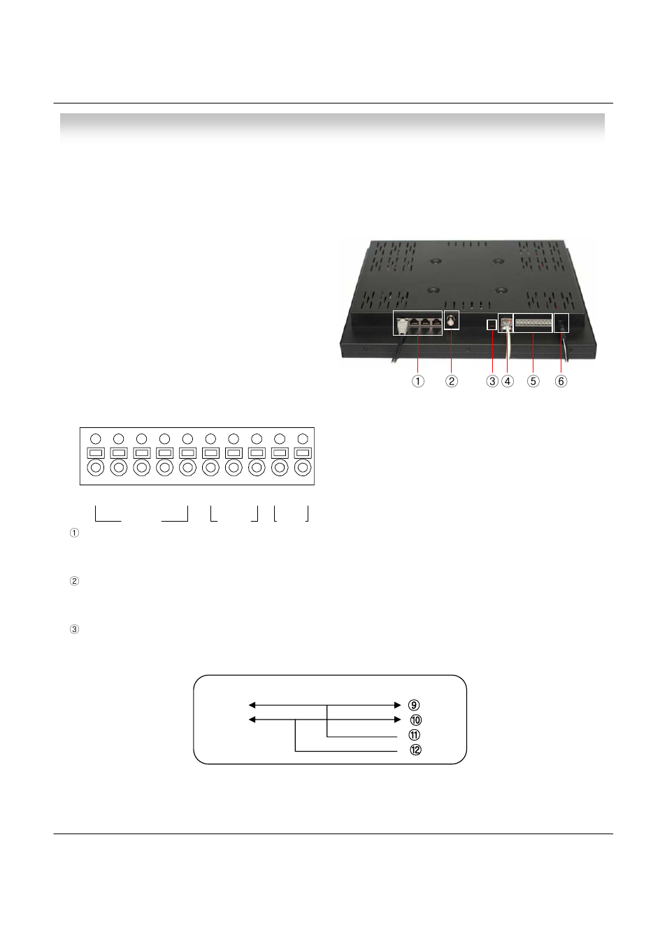 Installation, 8pin rj 45 modular jack, Video out | Camera selection, Network connection, Alarm/relay/ptz connection, Power connection | deXlan 047200 User Manual | Page 10 / 48