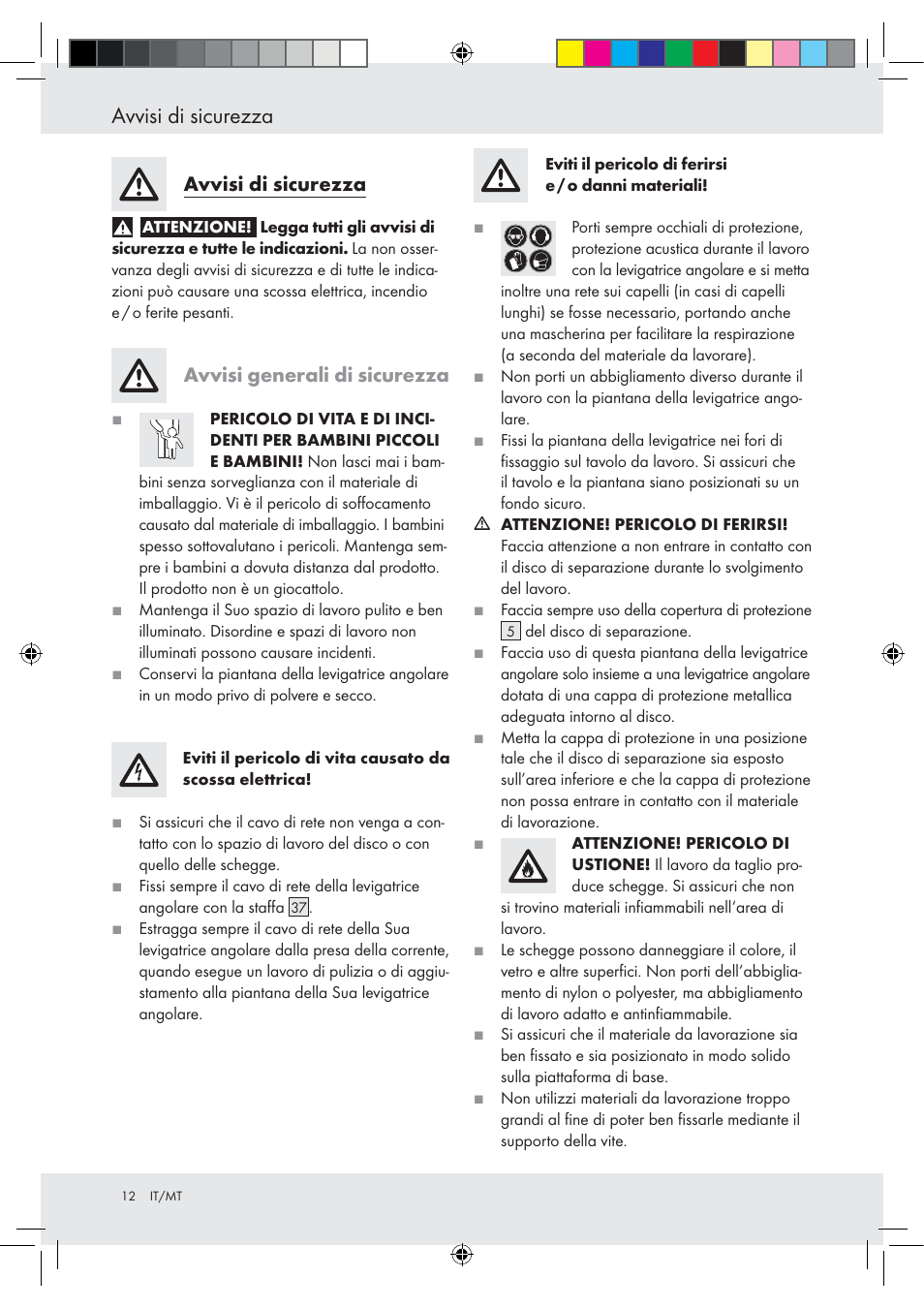 Avvisi di sicurezza | Powerfix Z15003 User Manual | Page 12 / 37