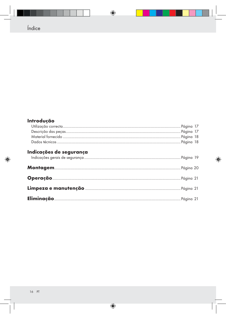 Índice | Powerfix Z15003 User Manual | Page 16 / 37