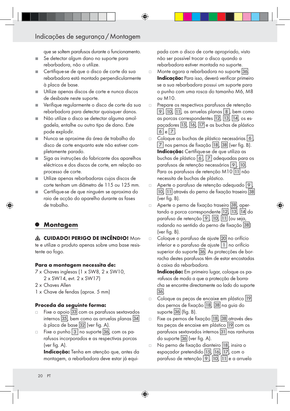 Indicações de segurança / montagem, Montagem | Powerfix Z15003 User Manual | Page 20 / 37