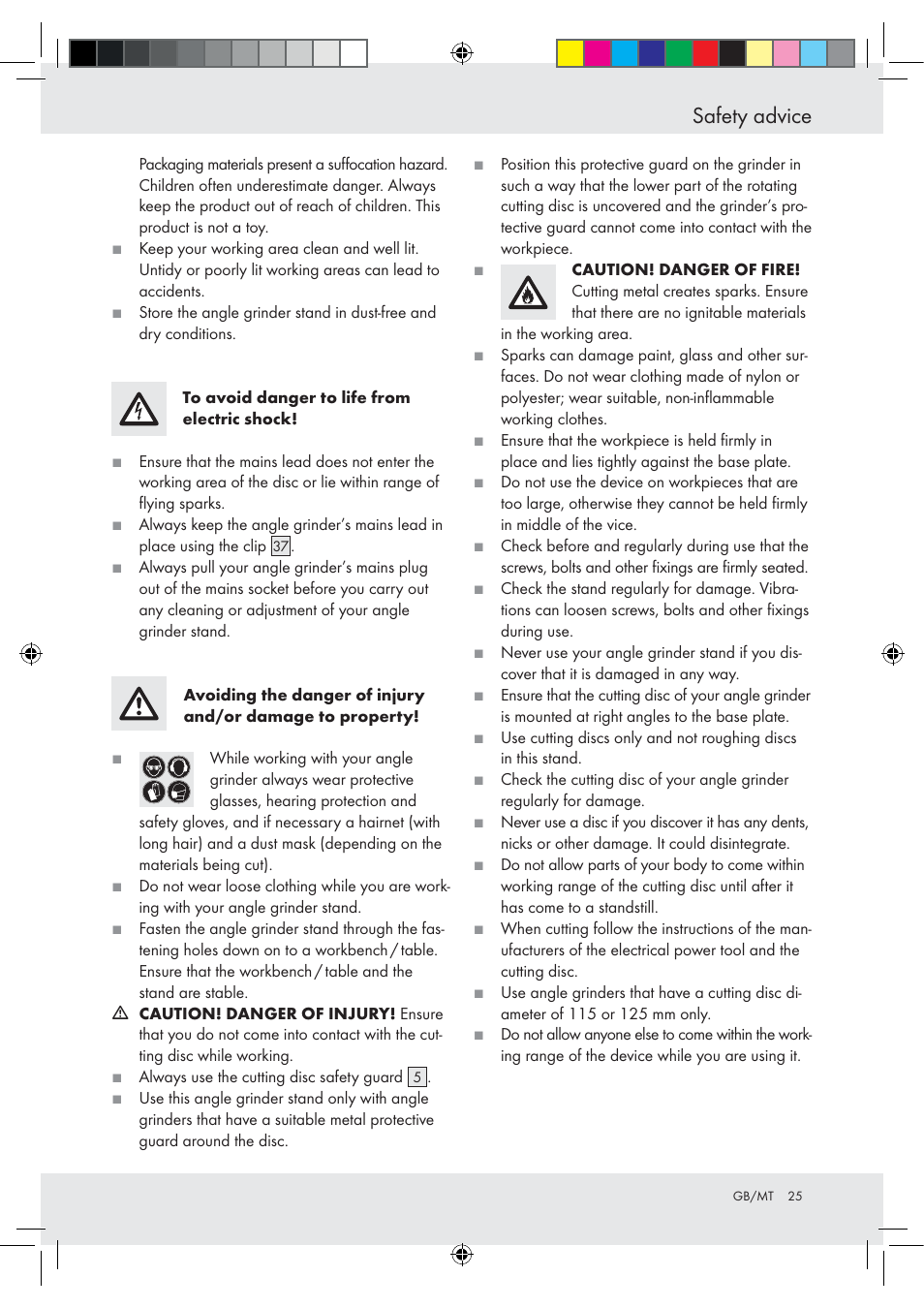 Safety advice | Powerfix Z15003 User Manual | Page 25 / 37