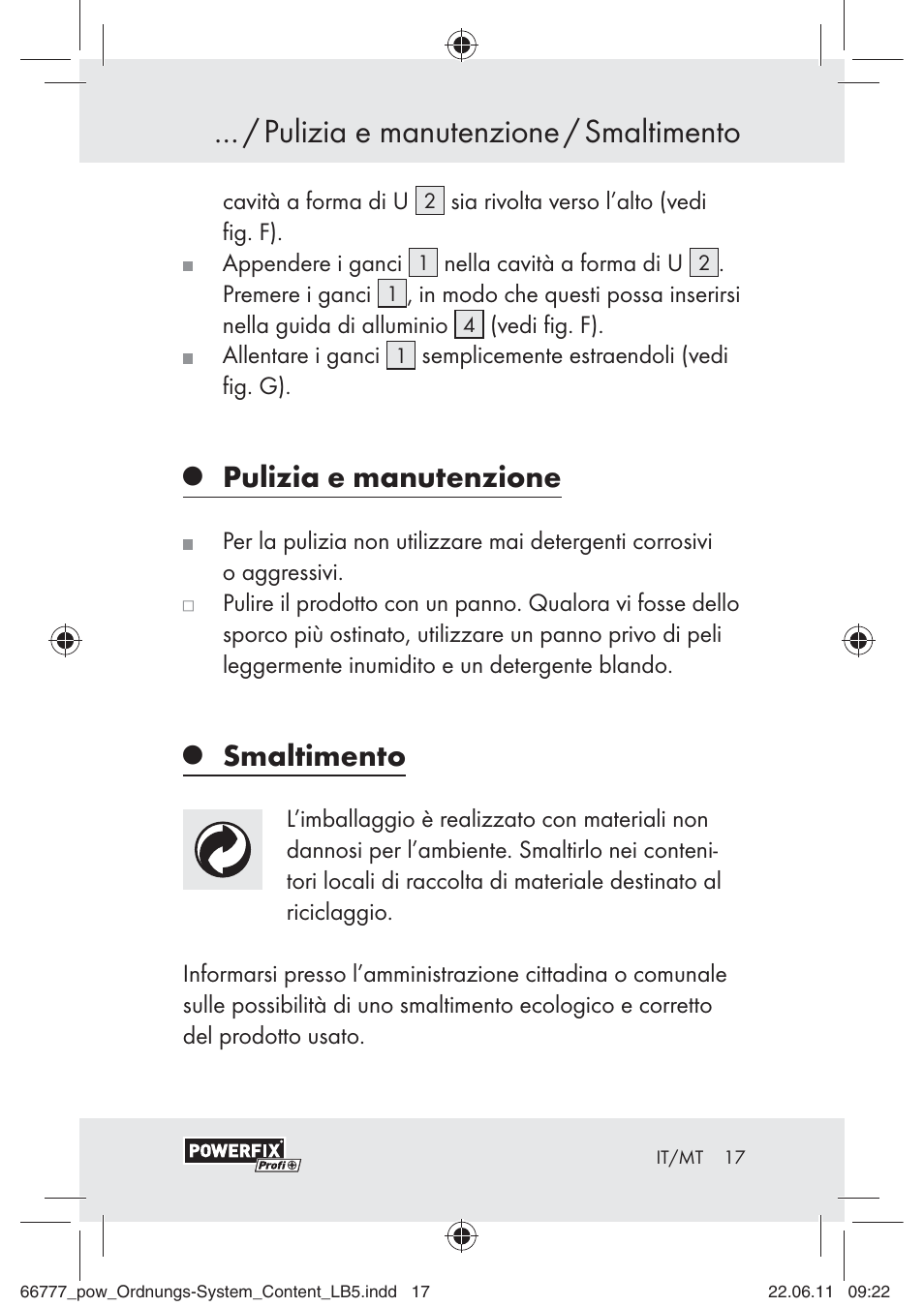 Pulizia e manutenzione / smaltimento, Pulizia e manutenzione, Smaltimento | Powerfix Z30943A User Manual | Page 15 / 33