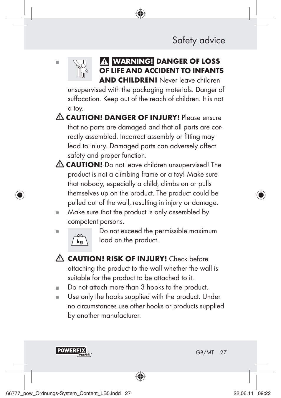 Safety advice | Powerfix Z30943A User Manual | Page 25 / 33