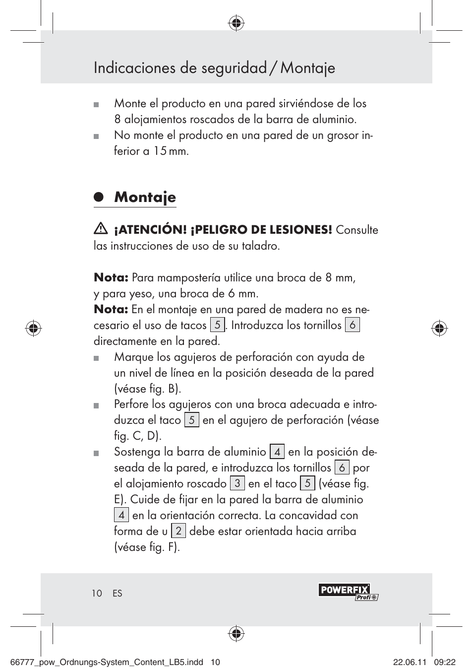 Indicaciones de seguridad / montaje, Montaje | Powerfix Z30943A User Manual | Page 8 / 33