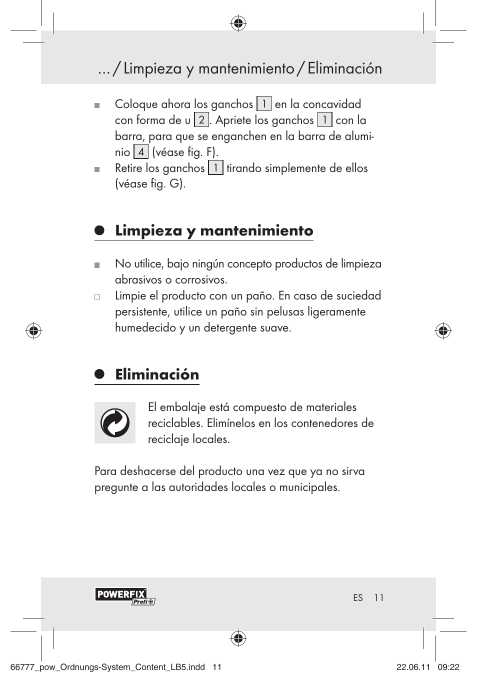 Limpieza y mantenimiento / eliminación, Limpieza y mantenimiento, Eliminación | Powerfix Z30943A User Manual | Page 9 / 33