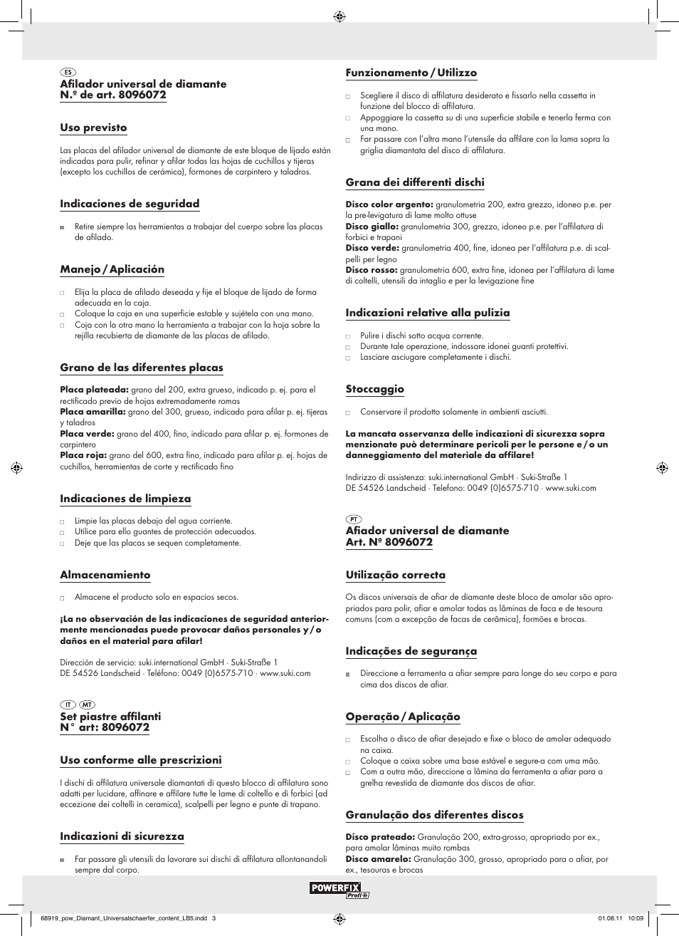 Powerfix All-Purpose Diamond Sharpening Set User Manual | 2 pages