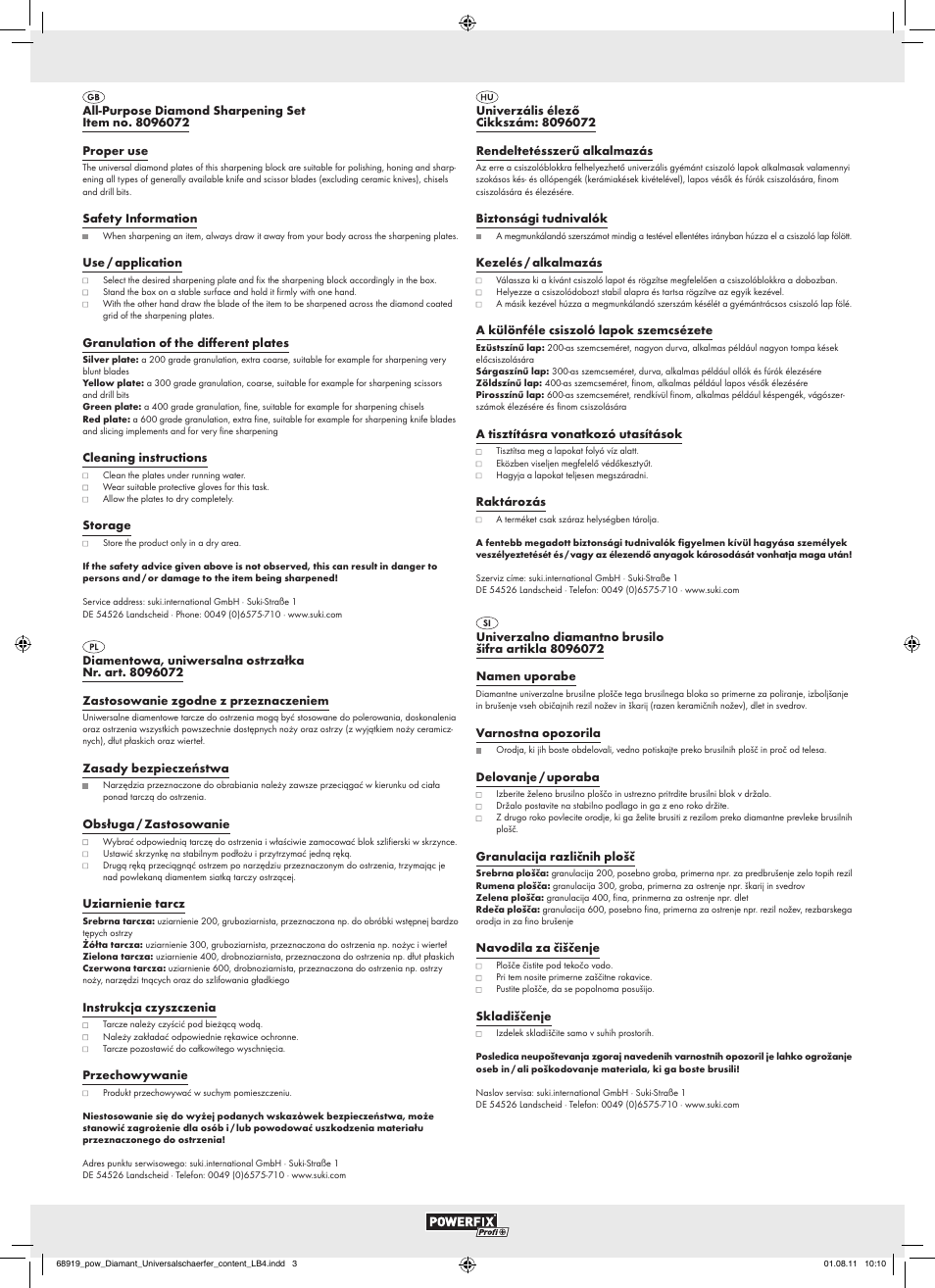 Powerfix All-Purpose Diamond Sharpening Set User Manual | 2 pages
