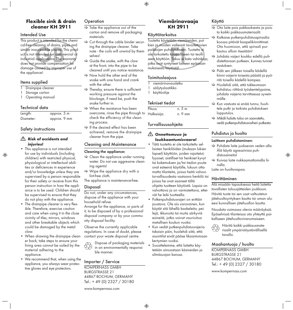 Powerfix KH 2911 User Manual | 2 pages