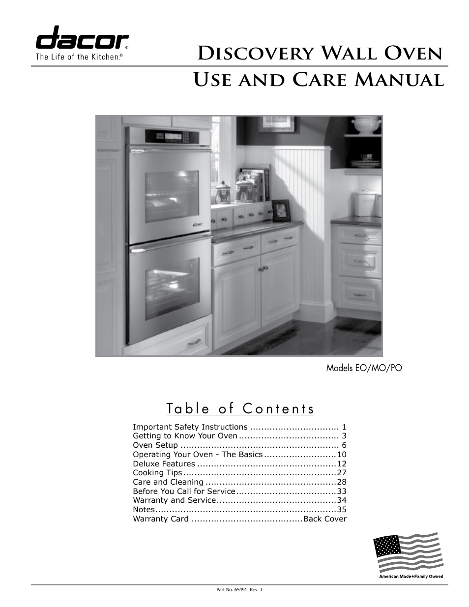 Dacor DISCOVERY EO User Manual | 40 pages