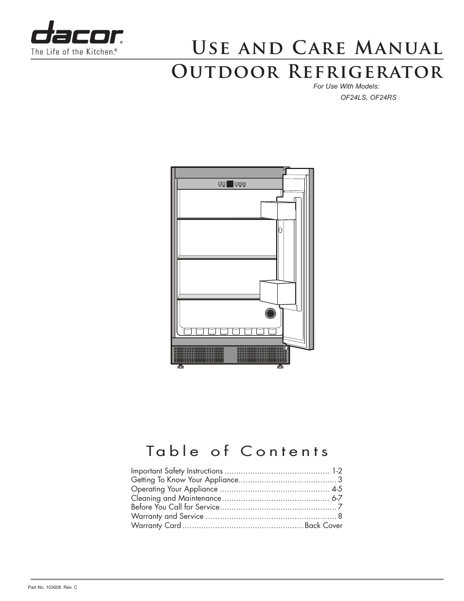 Dacor OF24RS User Manual | 12 pages