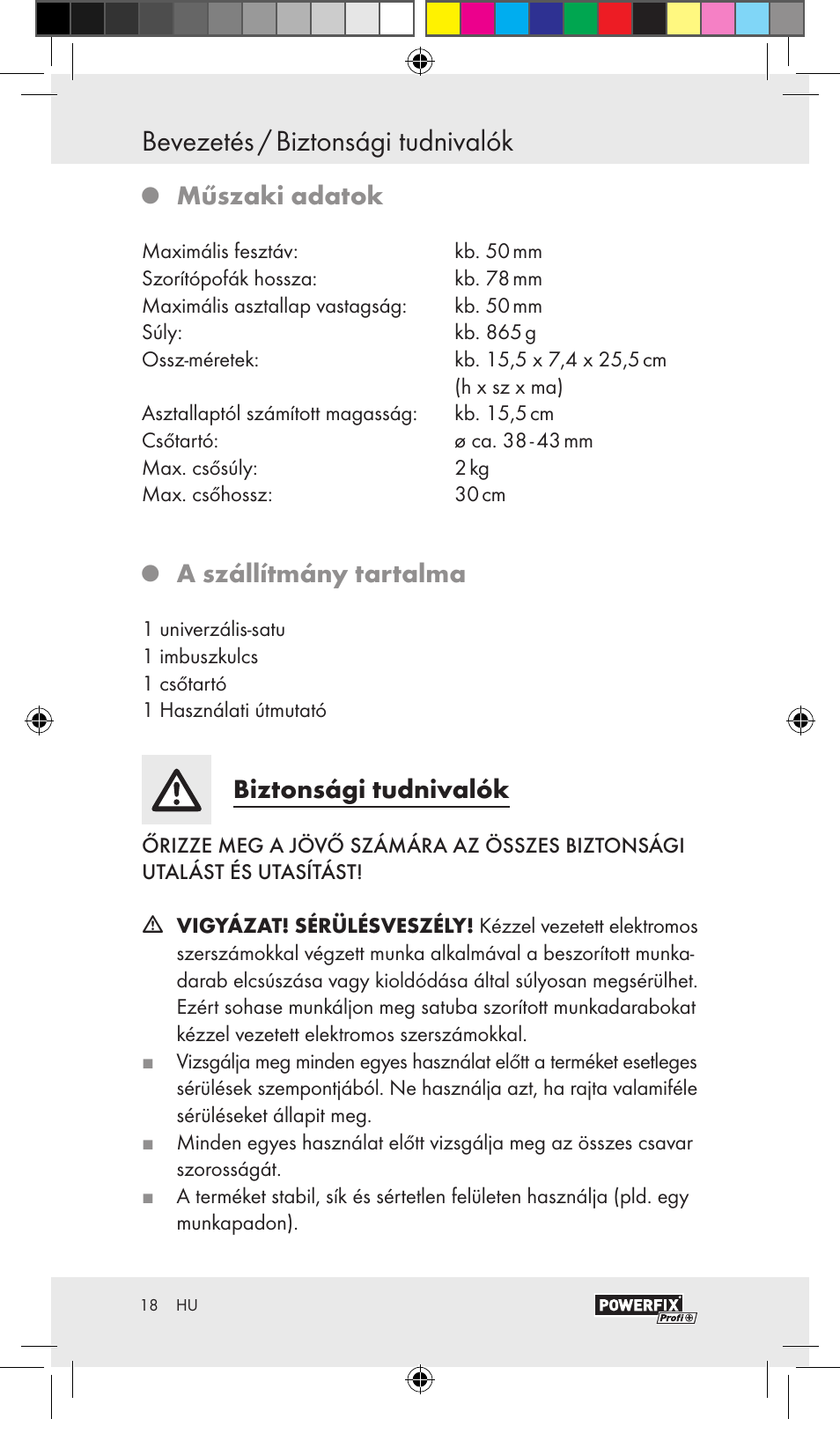 Bevezetés / biztonsági tudnivalók, Műszaki adatok, A szállítmány tartalma | Biztonsági tudnivalók | Powerfix VACUUM BASE VICE A User Manual | Page 16 / 43