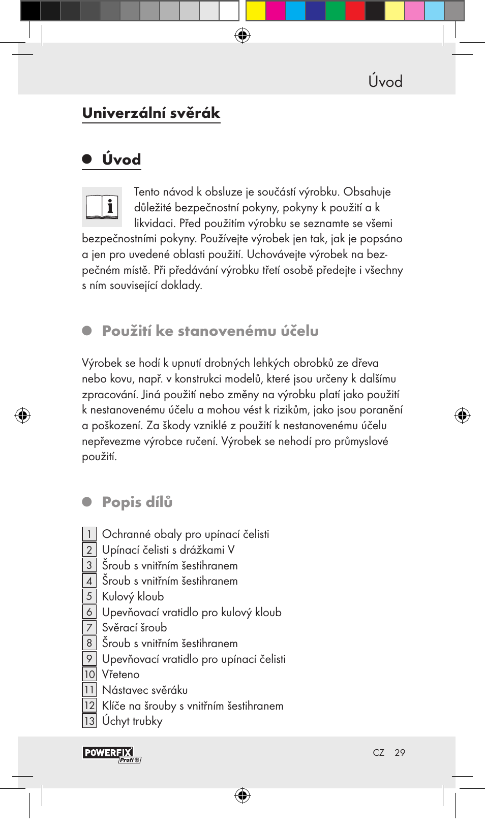 Úvod, Univerzální svěrák, Použití ke stanovenému účelu | Popis dílů | Powerfix VACUUM BASE VICE A User Manual | Page 27 / 43