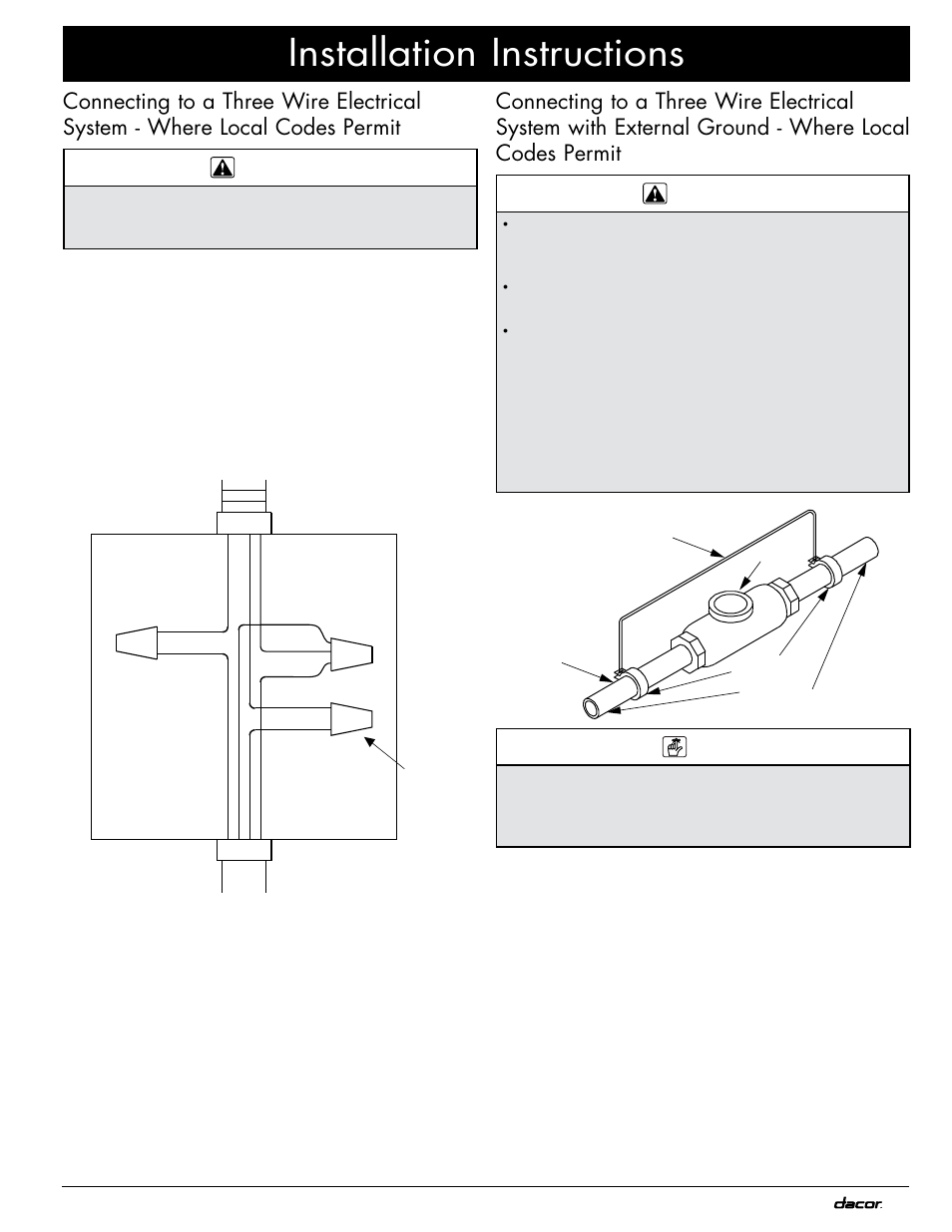 Installation instructions, Warning | Dacor MOV230 User Manual | Page 13 / 20