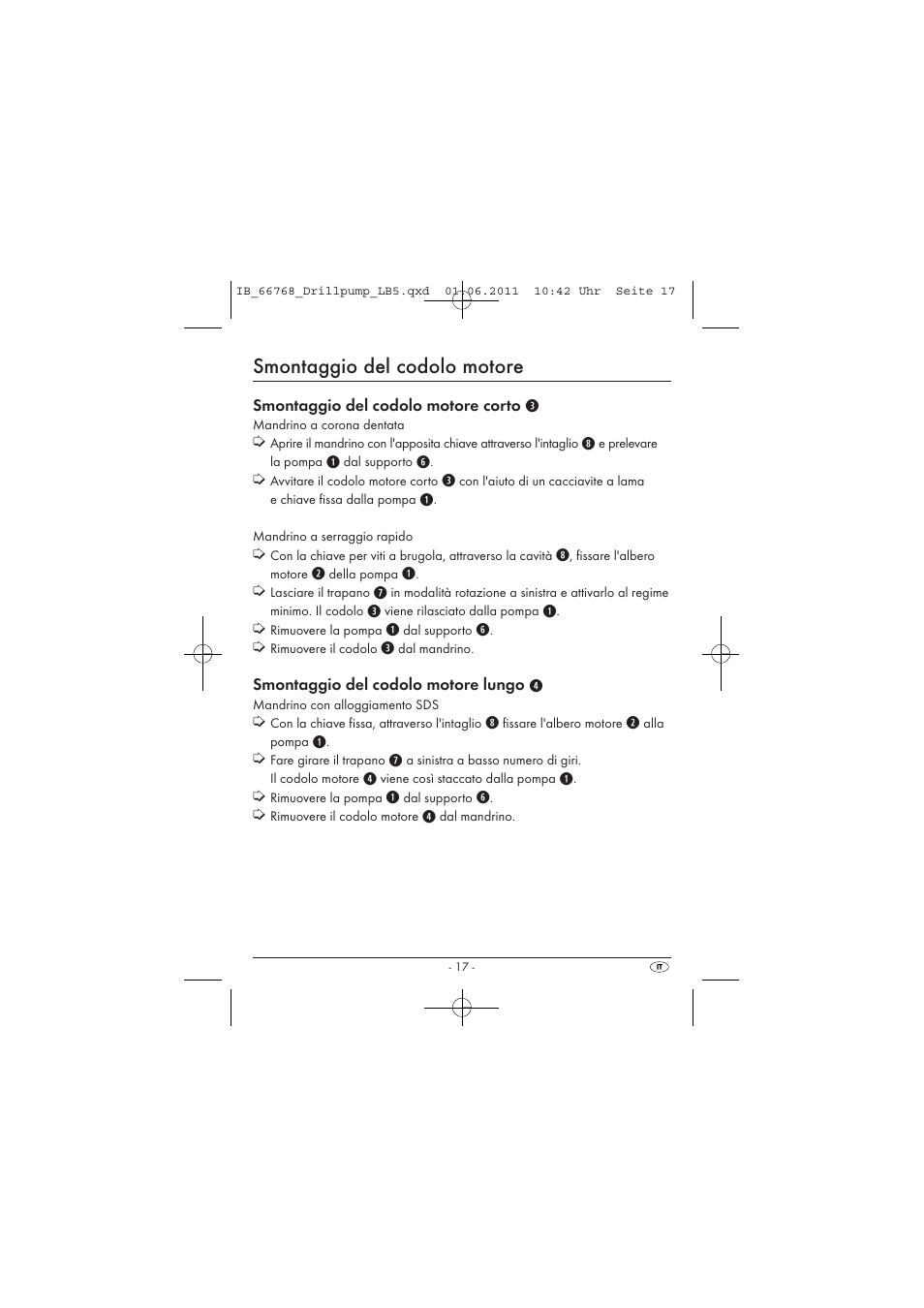 Smontaggio del codolo motore | Powerfix DRILL PUMP User Manual | Page 19 / 52