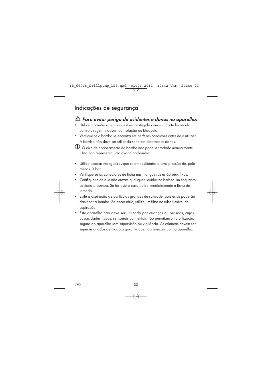 Indicações de segurança | Powerfix DRILL PUMP User Manual | Page 24 / 52