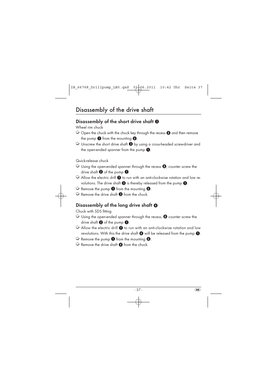 Disassembly of the drive shaft | Powerfix DRILL PUMP User Manual | Page 39 / 52
