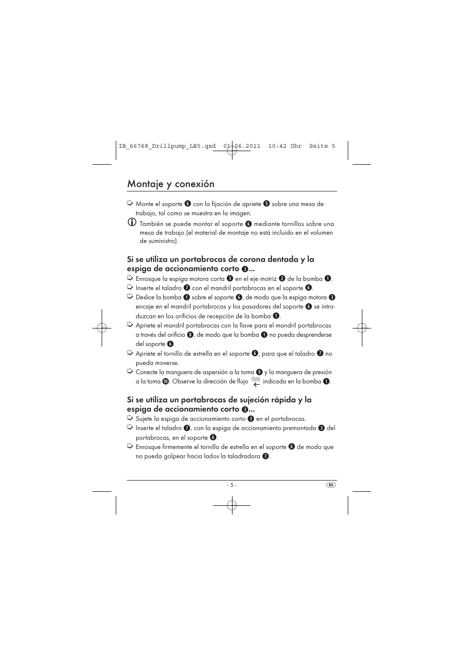 Montaje y conexión | Powerfix DRILL PUMP User Manual | Page 7 / 52