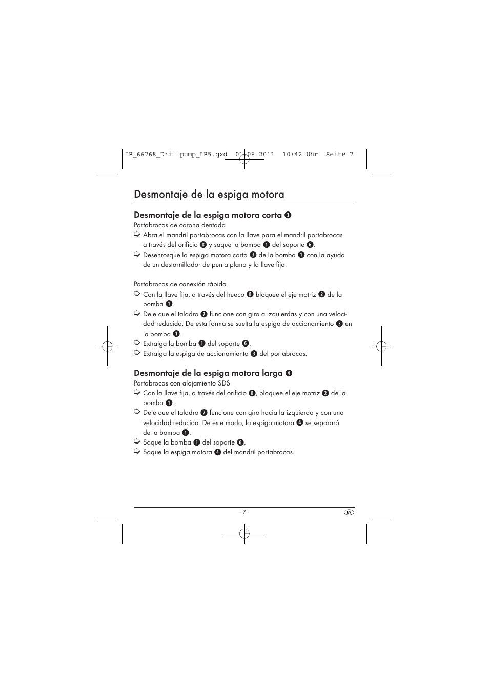 Desmontaje de la espiga motora | Powerfix DRILL PUMP User Manual | Page 9 / 52