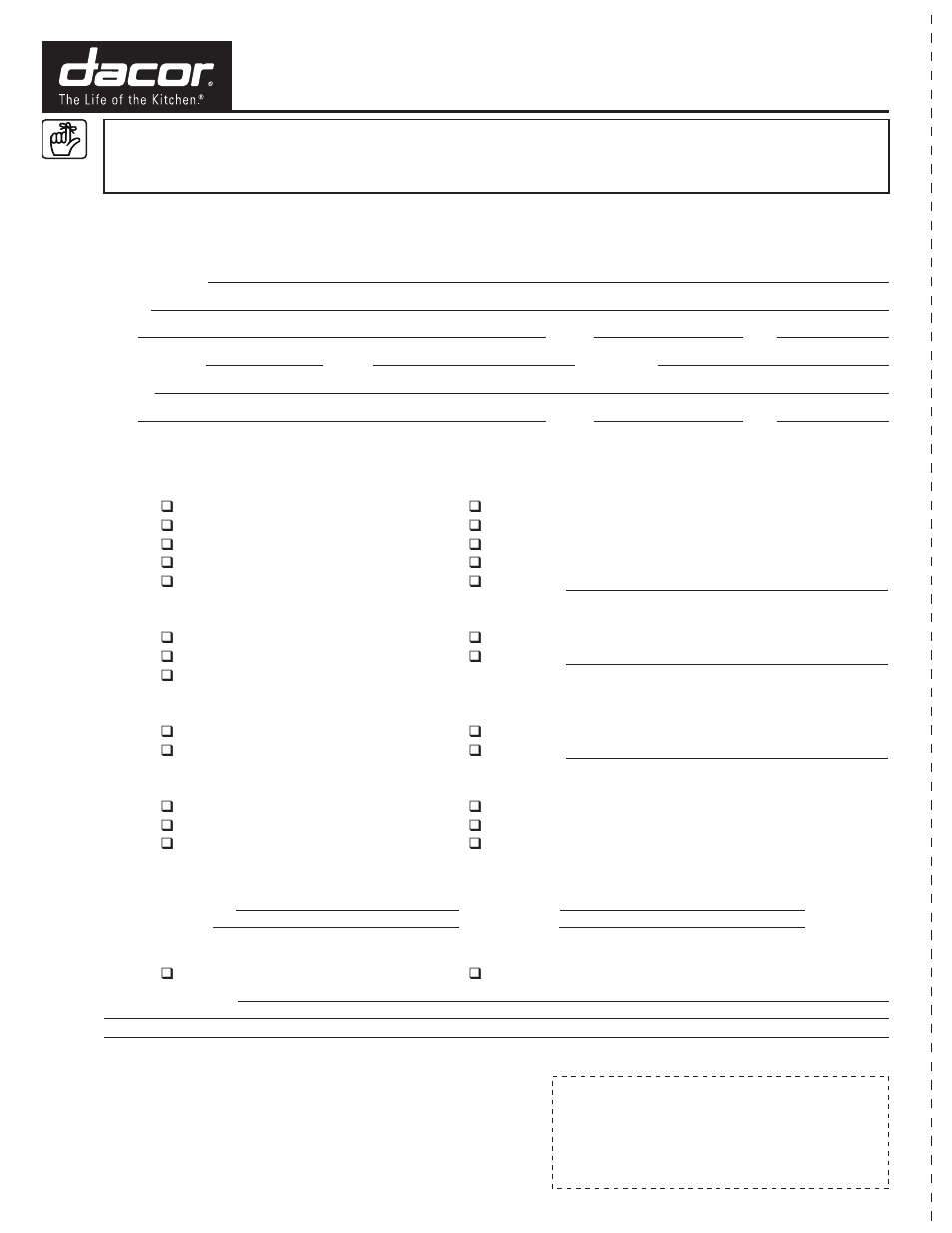 Warranty information | Dacor EH54 User Manual | Page 12 / 12