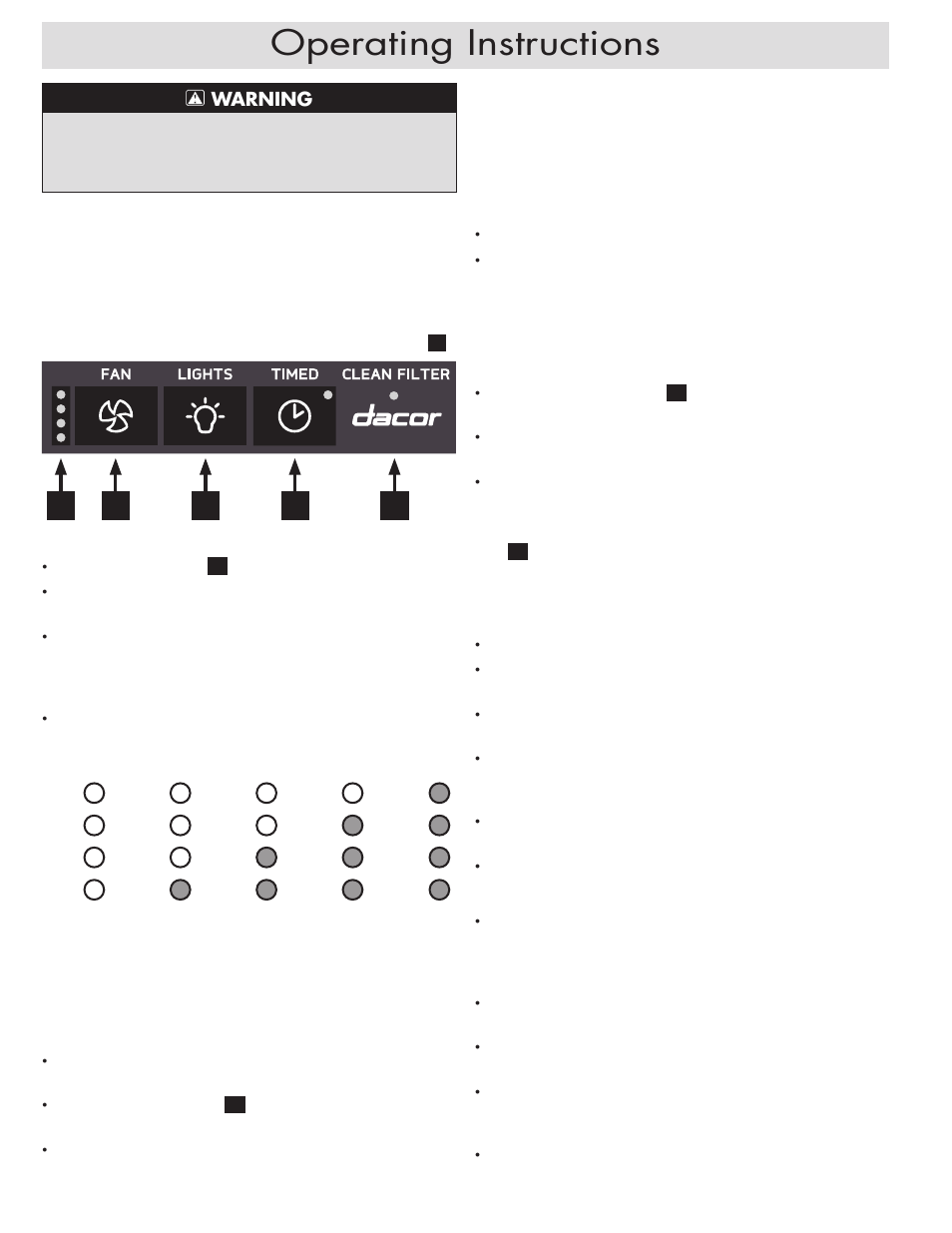 Operating instructions | Dacor EH54 User Manual | Page 6 / 12