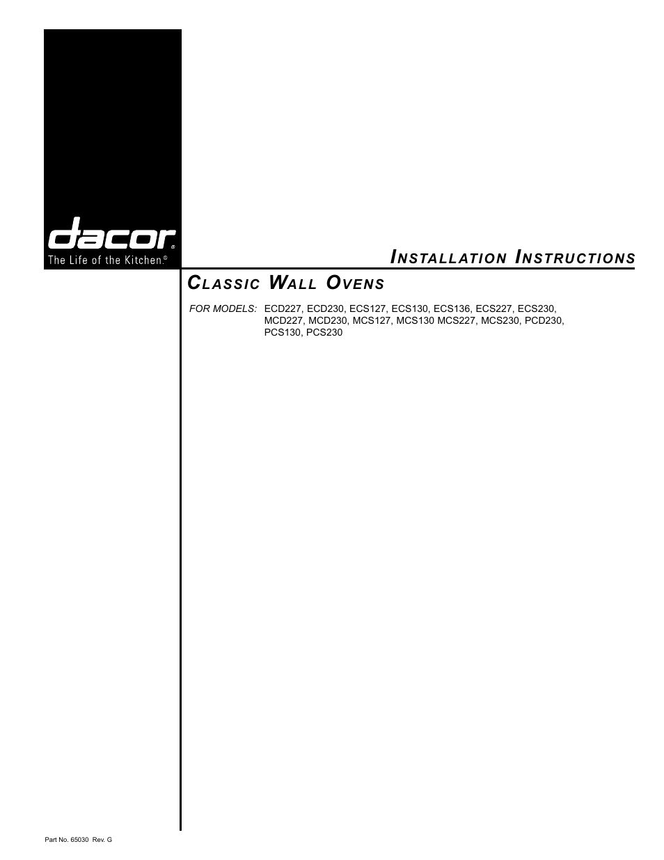 Dacor MCS130 User Manual | 16 pages