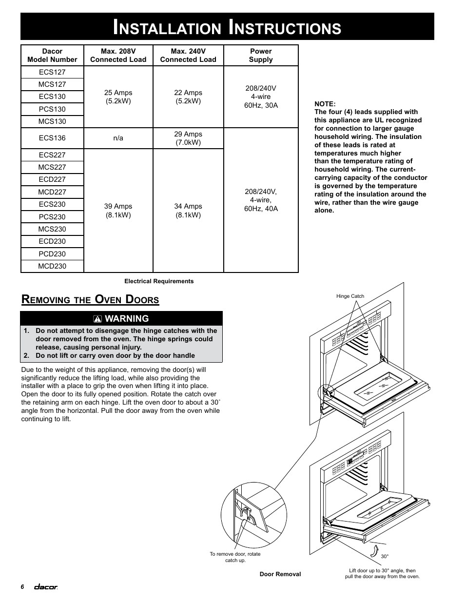 Nstallation, Nstructions | Dacor MCS130 User Manual | Page 8 / 16