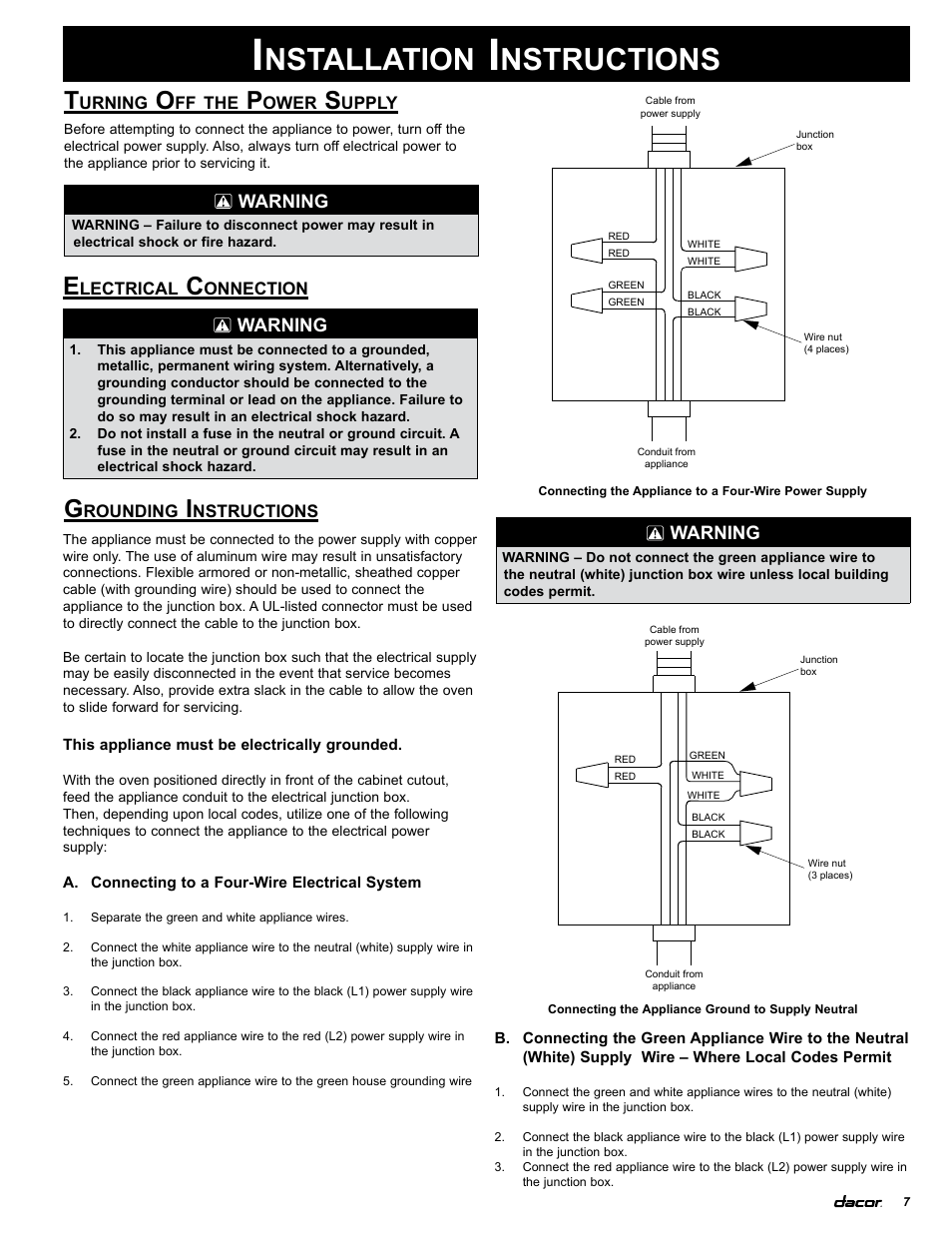 Nstallation, Nstructions | Dacor MCS130 User Manual | Page 9 / 16