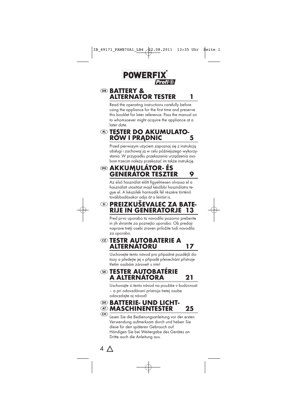 Powerfix PAWB 70 A1 User Manual | 30 pages