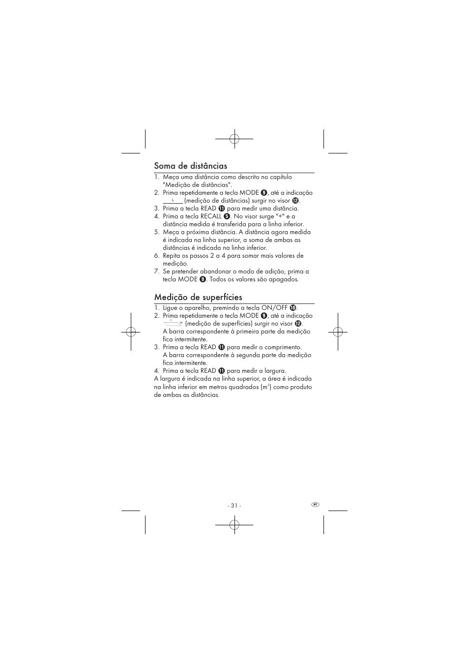 Soma de distâncias, Medição de superfícies | Powerfix KH 2927-1 User Manual | Page 33 / 62