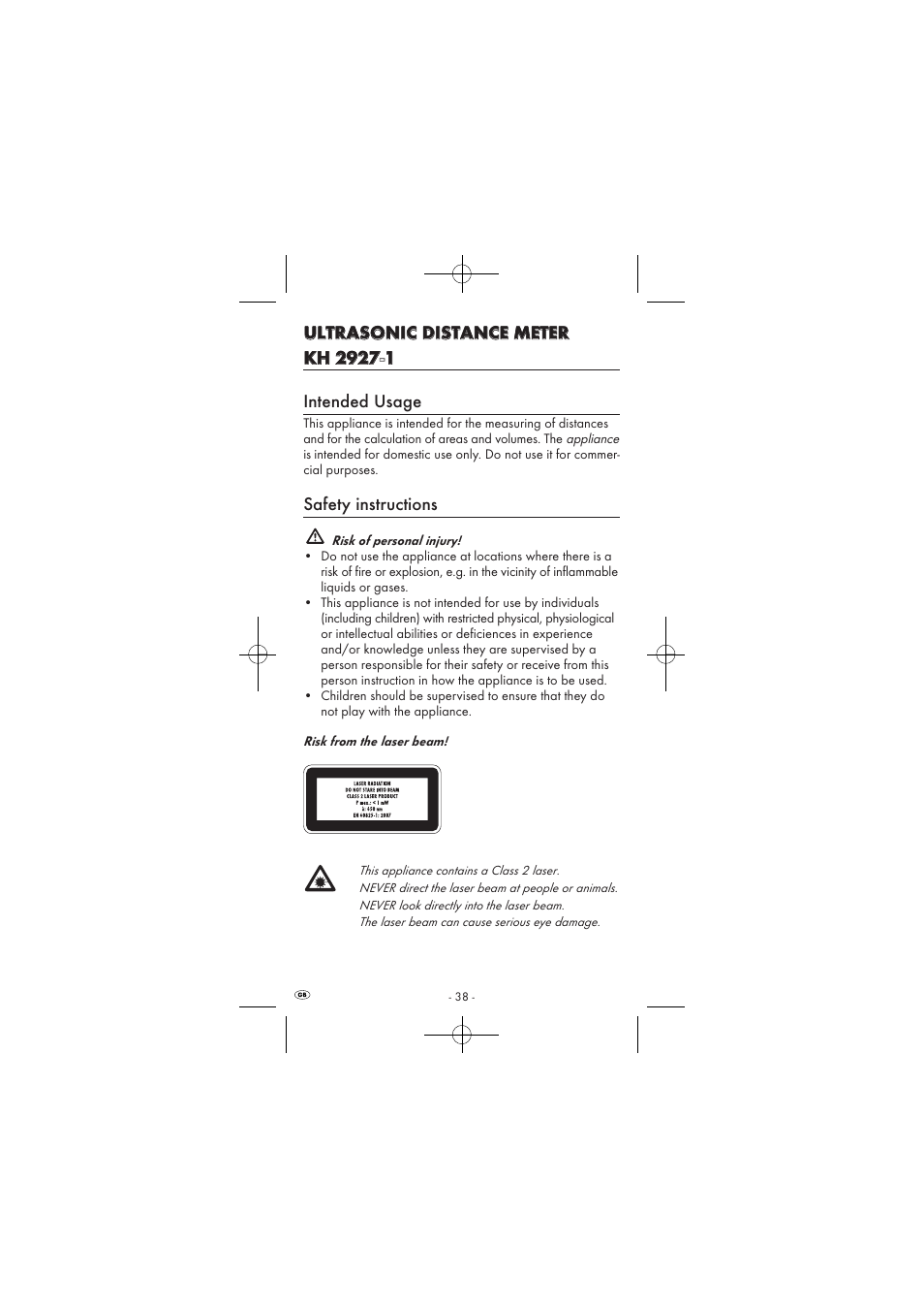 Safety instructions | Powerfix KH 2927-1 User Manual | Page 40 / 62