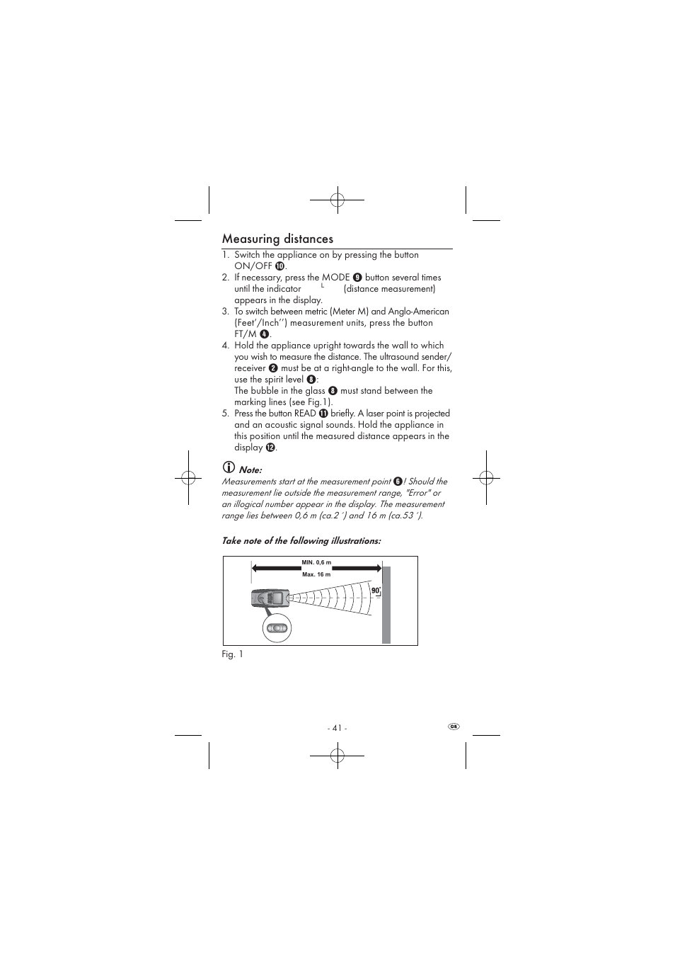 Measuring distances | Powerfix KH 2927-1 User Manual | Page 43 / 62