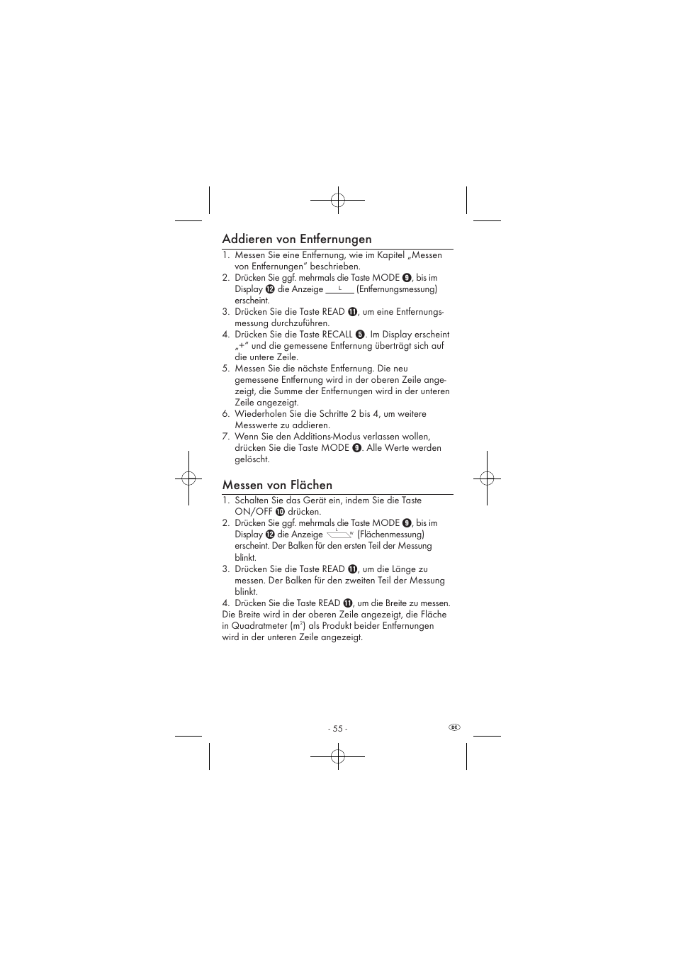 Addieren von entfernungen, Messen von flächen | Powerfix KH 2927-1 User Manual | Page 57 / 62