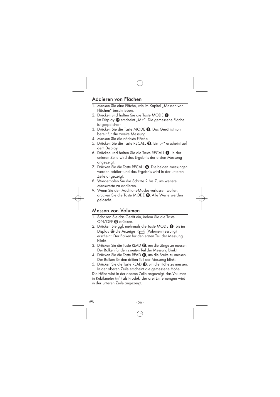 Addieren von flächen, Messen von volumen | Powerfix KH 2927-1 User Manual | Page 58 / 62