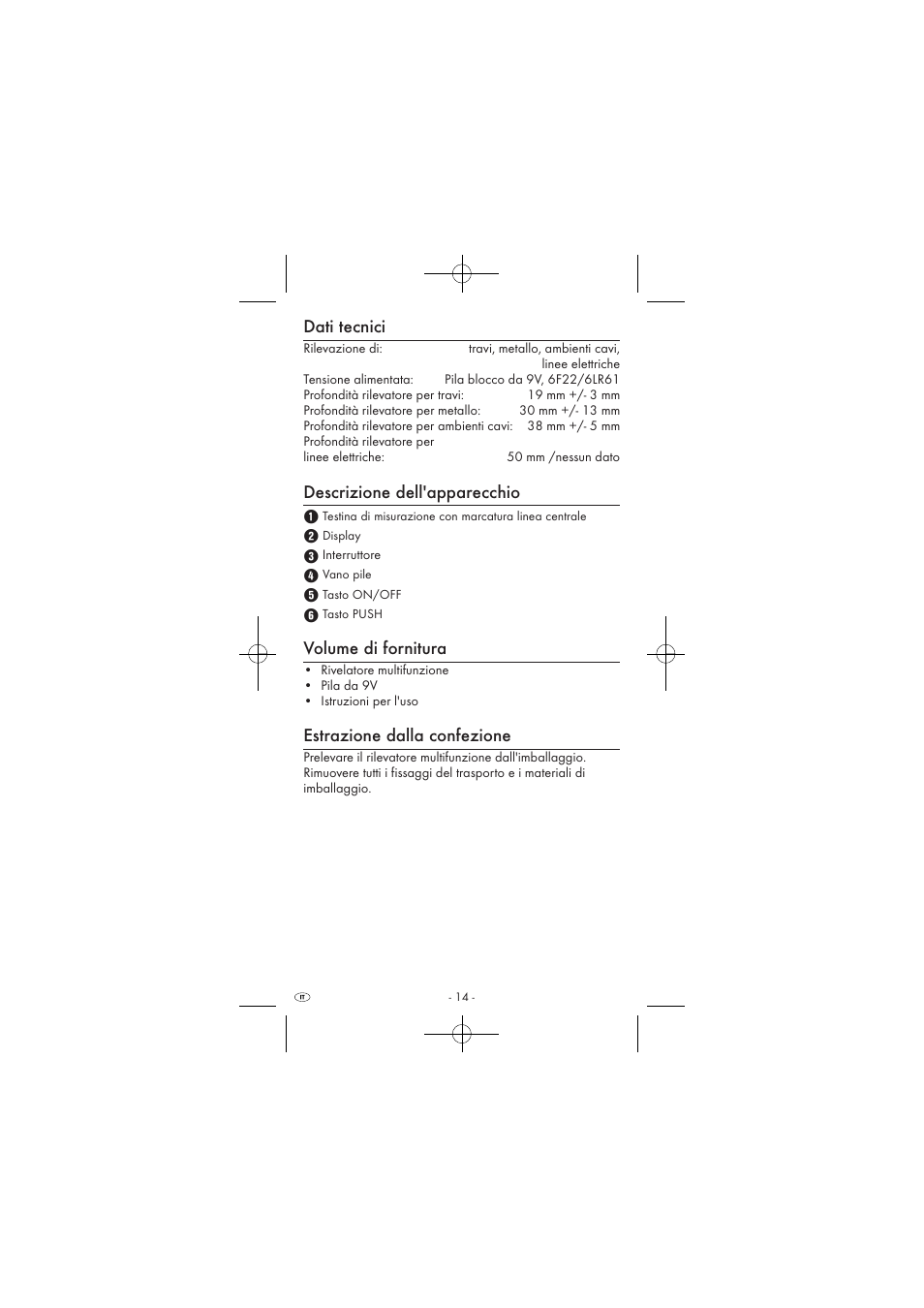 Dati tecnici, Descrizione dell'apparecchio, Volume di fornitura | Estrazione dalla confezione | Powerfix KH 2927-2 User Manual | Page 16 / 52