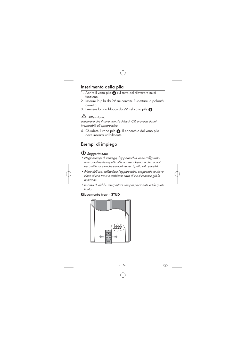 Inserimento della pila, Esempi di impiego | Powerfix KH 2927-2 User Manual | Page 17 / 52