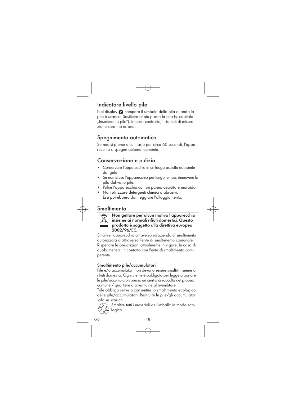 Indicatore livello pile, Spegnimento automatico, Conservazione e pulizia | Smaltimento | Powerfix KH 2927-2 User Manual | Page 20 / 52